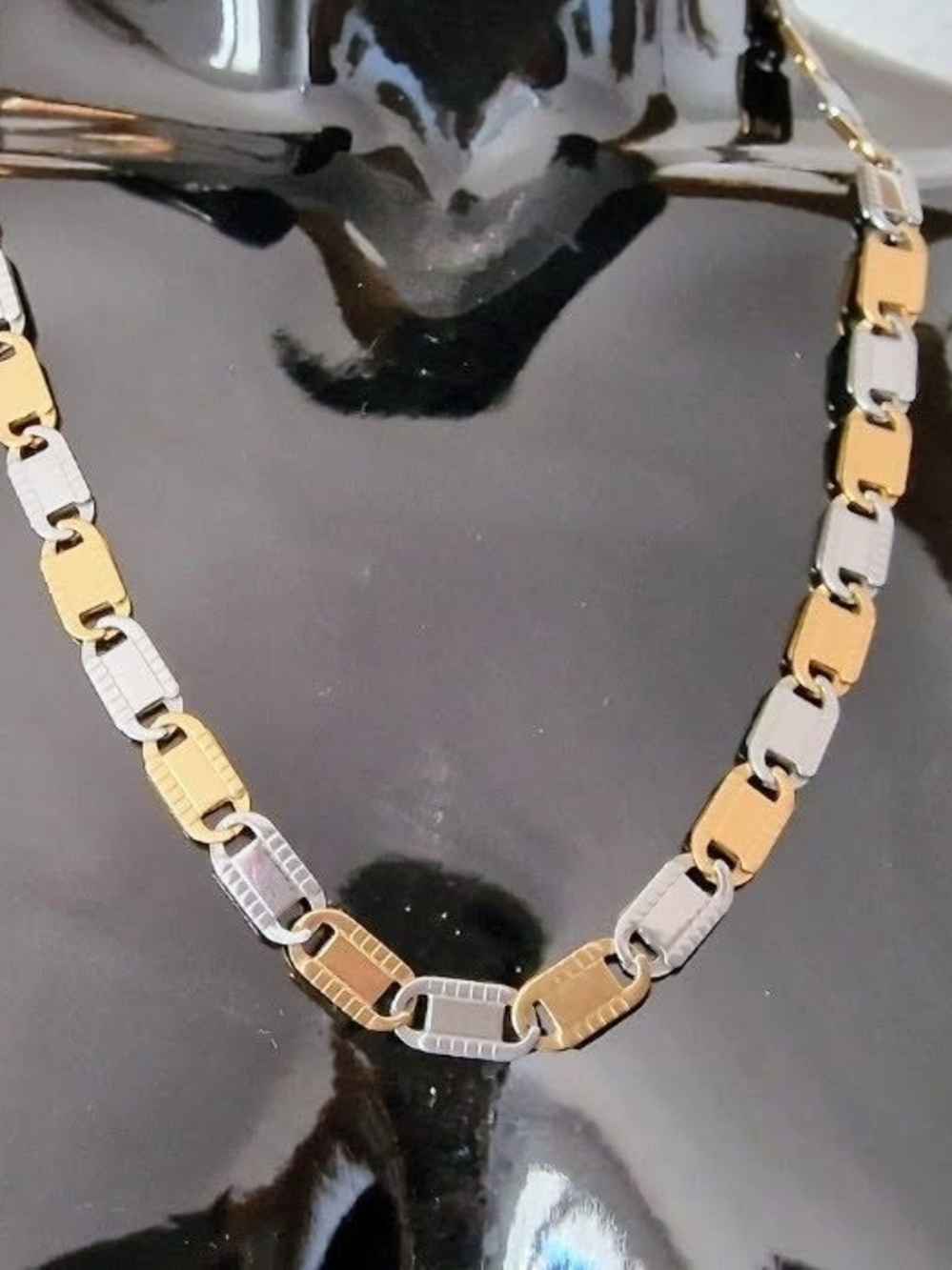 Two-Tone Gold & Silver Link Necklace - Women Stainless Jewelry